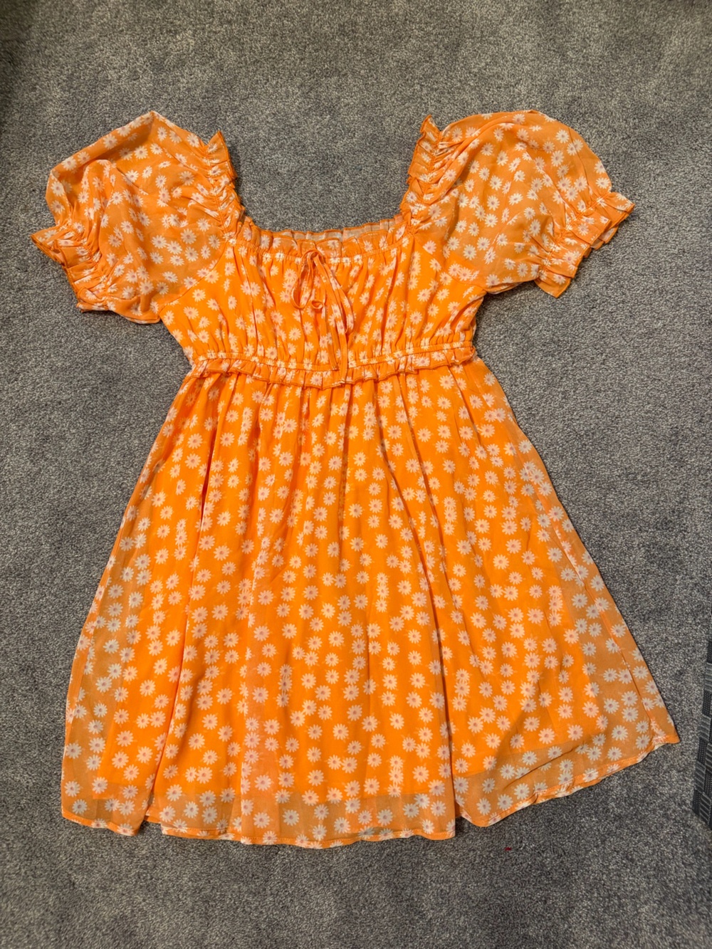 Pink Lily Orange Daisy Smocked Dress
